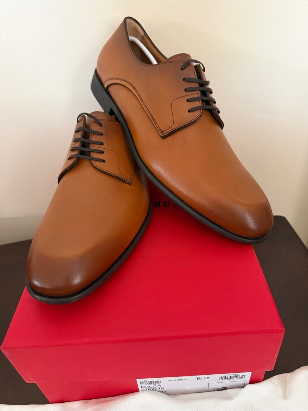 Ferragamo Fosco Leather Derby New Vicuna Shoes 10.5 New